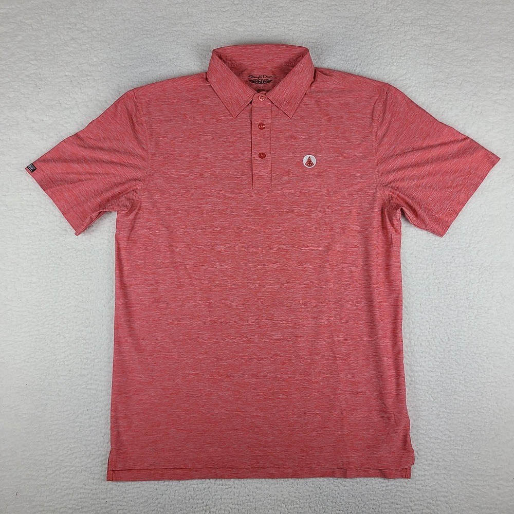 Straight Down Polo Shirt Mens Large Red Beige Heathered Performance Golf